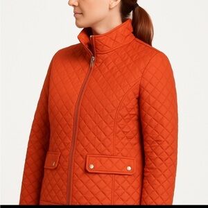 Jane Ashley Burnt Orange Quilted Mock Neck Winter Jacket. Size Petite L. NWT!